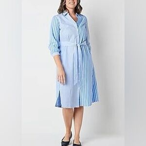NEW St John’s Bay Stripe Shirt Dress. XL